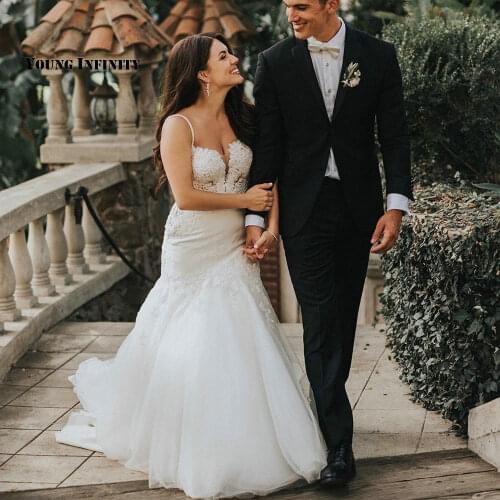 Sexy Mermaid Wedding Dresses 2021 Sleeveless Bridal Gown Backless Sweetheart Chapel Train Applique White Plus Size Bride