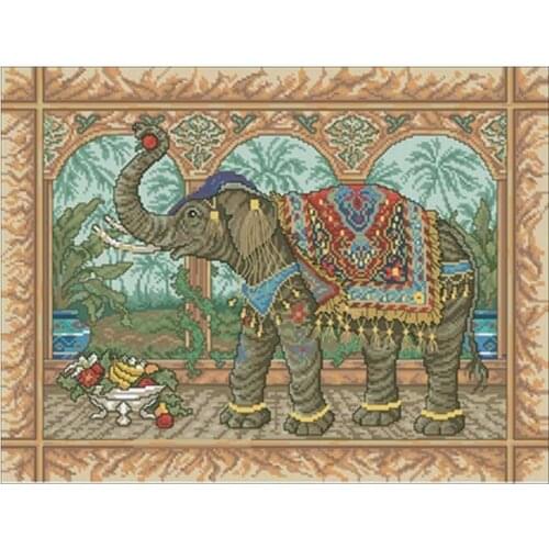 Elephant in a colorful blanket counted 11CT 14C T18CT Cross Stitch Set DIY Cross-stitch Kits Embroidery Needlework Home Decor