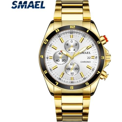 2019 Smael Top Brand Full Steel Business Watch Men Luxury Quartz Waterproof Fashion Wristwatch Clock Man Clock Relogio Masculino