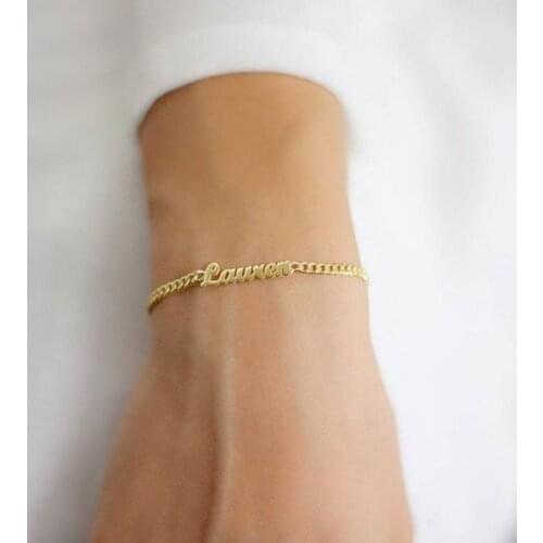 Curb Chain Pulseras Mujer Custom Name Bracelets For Women Men Stainless Steel Jewelry Personalized Nameplate Bracelet BFF Gift