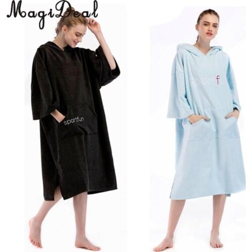 Unisex Beach Bathrobe Swimming Changing Robe Bath Towel Hooded Beach Towels Poncho Bathrobe for Surfing Swim Kayak Windsurf