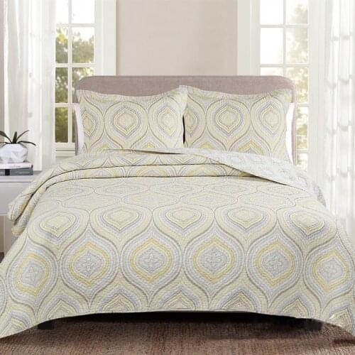 Quality Cotton Bedspread Printed Quilt Set 3PCS Quilted Bedding Quilts Bed Cover Pillow Shams King Queen Size Coverlet Blanket