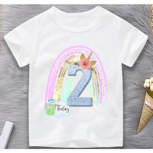 2-5 Years Old Today Graphic Print T-Shirt Tops For Girls Funny Unicorns And Rainbows Tshirt ChildrenS Clothing Kawaii T Shirt