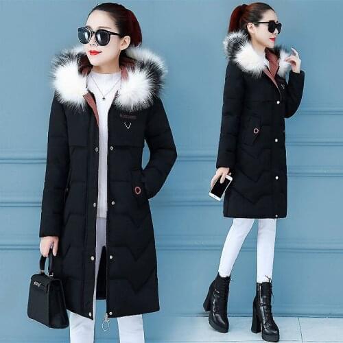 2020 Winter Jacket Women Fur Hooded Thick Parka Female Long Winter Coat Women Down Cotton Lady Wadded Jacket Coat Plus size 3XL