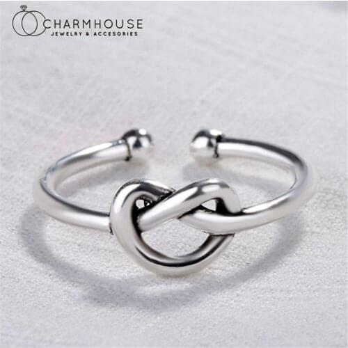 Anitique Silver Rings For Women Knot Finger Ring Bague Femme Anillo Mujer Vintage Wedding Jewelry Accesories Party Gifts Bijoux