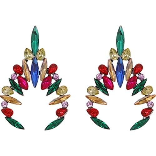 ZHINI Bohomia Colorful Crystal Dangle Earrings for Women 2020 New Brand Elegant Rhinestone Drop Earring Statement Jewelry