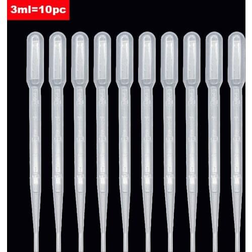 10pc / 3ml Transparent Pipette Disposable Safety Plastic Transfer Pipette Scale Pipette Small Laboratory Mill Supplies