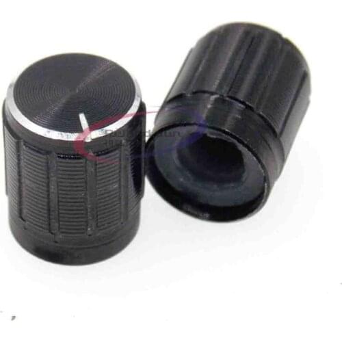10PCS Black Volume Control Rotary Knobs For 6mm Dia Knurled Shaft Potentiometer 14x16mm