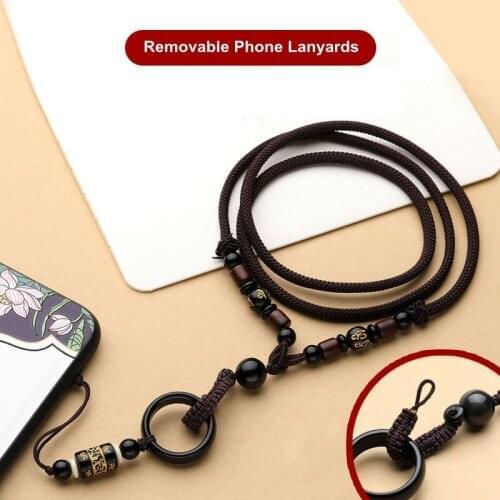 10Pcs Removable 2 In 1 Chinese Style Agate Stone Short Long Phone Lanyards Finger Ring Mobile Phone Case Cover Straps