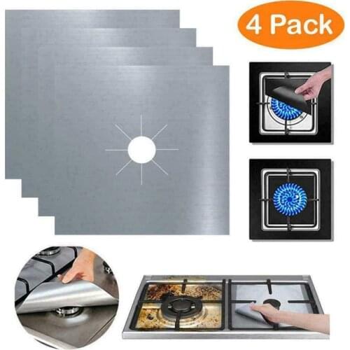 2/4PCS Set Reusable Foil Cover Gas Stove Protector Non-Stick Stovetop Burner Sheeting Mats Pads Clean Liner For Kitchen Cookware