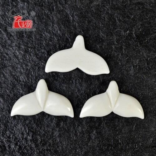 3PCS Handmade Carved Yak Bone WHALE TAIL Pendant New Zealand Maori sport Style Bone white Beads DIY Jewelry Accessory 24mmX48mm