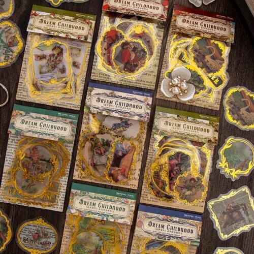 30 pcs/lot Dream Childhood Series Girls Decorative Gold Stickers Scrapbooking diy Label Diary Stationery Album Retro Fairy Tale