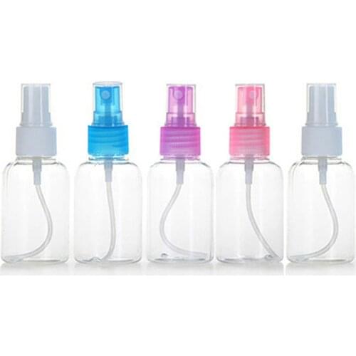 5PCS 50ML Refillable Bottles Travel Transparent Plastic Perfume Bottle Atomizer Empty Small Spray Bottle Random Color