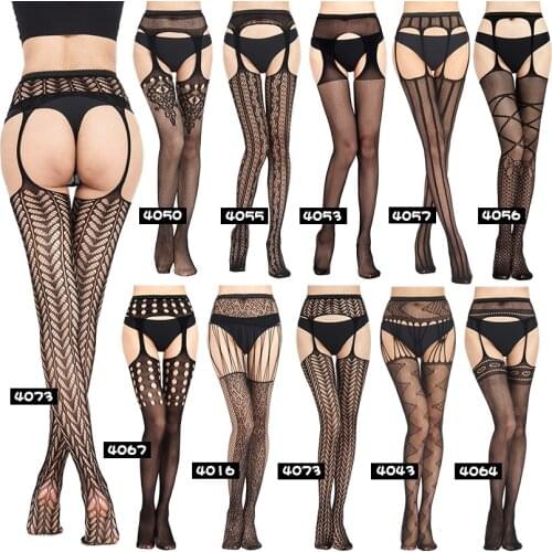 A03 Sexy Suspender Stockings For Woman Open Crotch Pantyhose Jacquard Pants Leggings Sling Lace Stocking Fishnet Socks Hot Sale