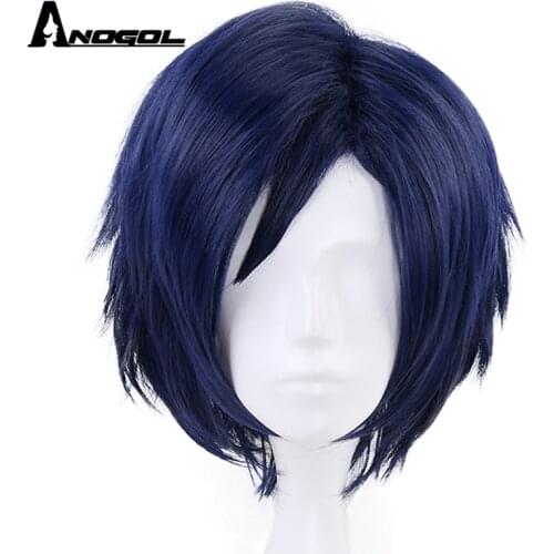 Anogol Blue My Hero Academy Short Straight Tenya Iida Short Straight Hair Wigs Synthetic Cosplay Wig For Costume Part Halloween