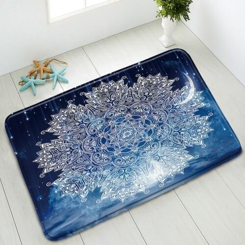 Retro Mandala Flowers Bohemian Bathroom Anti-Slip Mat Psychedelic Starry Sky Geometric Boho Indoor Doormat Rug Absorbent Carpet
