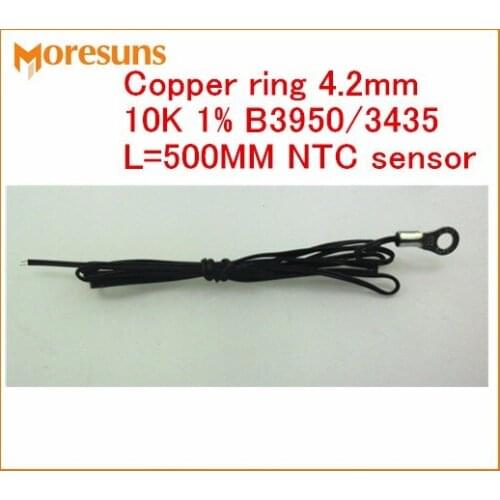 Free Ship 5pcs/lot NTC thermistor temperature sensor copper ring 4.2mm 10K 1% B3950/3435,length 500MM NTC sensor