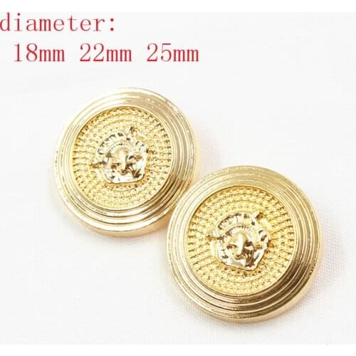 Free shipping 10pcs/Lot Dia 18/22/25mm,Gold Color,Metal British style Buttons, garment accessories DIY materials,LL-015