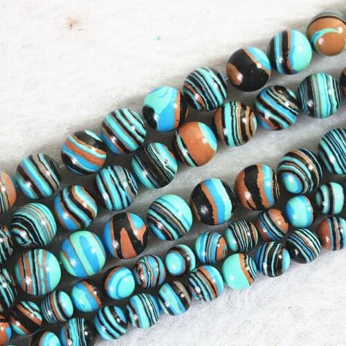 Hot sale elegant blue artificial malachite calaite stone 6mm 8mm 10mm 12mm round loose beads diy jewelry making 15inch B506