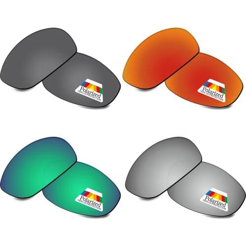 Bwake 4 Pairs Black & Silver & Green & Fire Red Polarized Replacement Lenses for-Oakley Juliet Sunglasses Frame