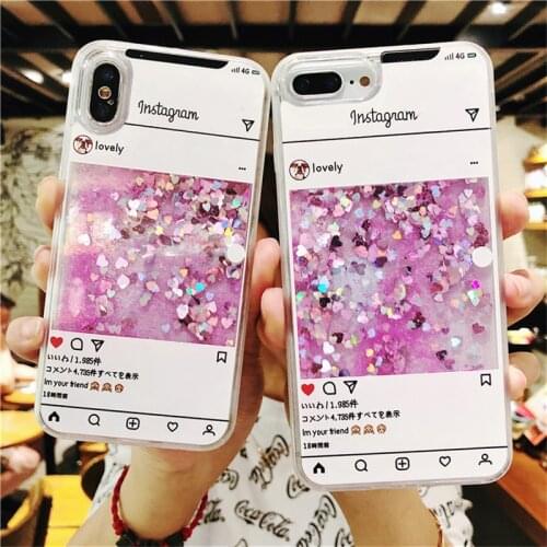 New Pattern Fashion Pink Love Heart Card Liquid Quicksand Soft TPU Back Cover Phone Case for IPhone 6 6S 7 8 Plus X Cases