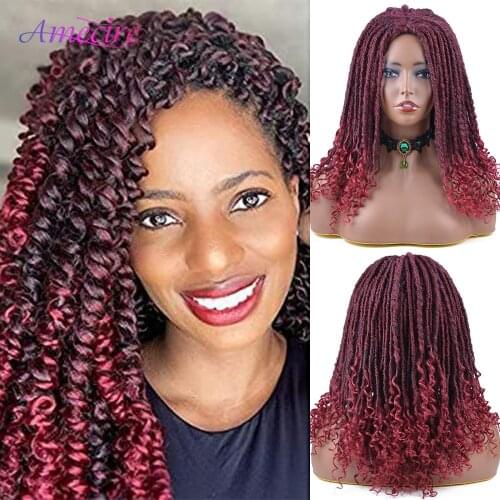 Black Synthetic Twist Braided Wigs Curly End Fluffy Spring Curly Wigs Twist Crochet Braid Wigs Twist Hair Braids For Black Women