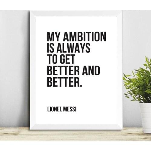 Football Star Lionel Messi Quote Poster Prints Letter Canvas Painting Wall Art Home Decoration Picture No Frame Simple Mural