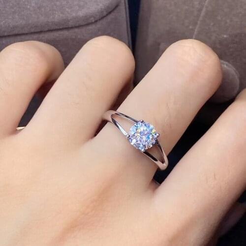 Passed Diamond Test Classic Moissanite S925 Silver Ring D Color Clarity VVS 1ct Moissanite Ring Women Engagement Luxury Jewelry