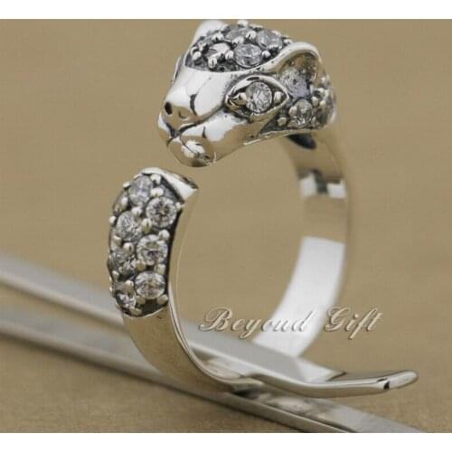 Rings for women 925 Sterling Silver White CZ Stone Cheetah Ring 9Q017 Free US Size #6.0 to #7.5