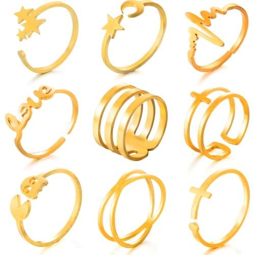 2020 NEW Wave Ring Wedding Rings For Womens Jewelry Accessories Golden Stainless Steel Engagement Ring Women Dress Party Ring