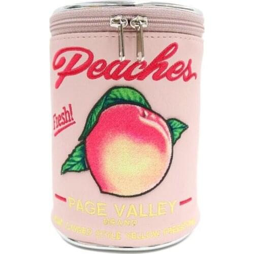 Can Peach Embroidered Cosmetic Case Pen Stand Vanity Pouch Peach Pouch Storage Creative Cylinder Organizer Toiletries Makeup