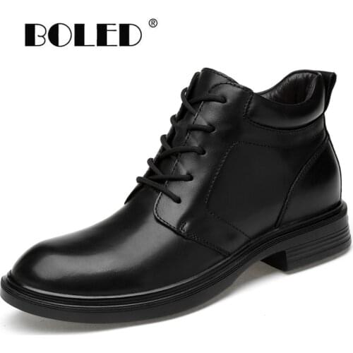Plus Size Men Boots Genuine Leather Men Snow Boots Warm Fur&Plush Lace Up Winter Shoes High Quality Men Ankle Boots Shoes
