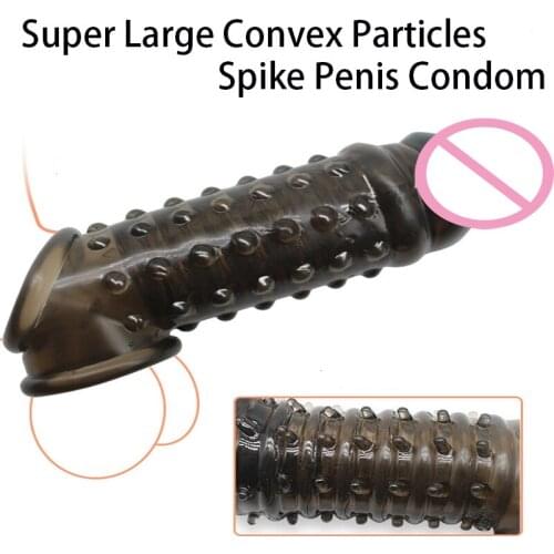 With Spike Dotted Penis Sleeve Men Cock Dick Erection Enlargement Delay Ejaculation Penisring Reusable Silicone Condom Sex Toys