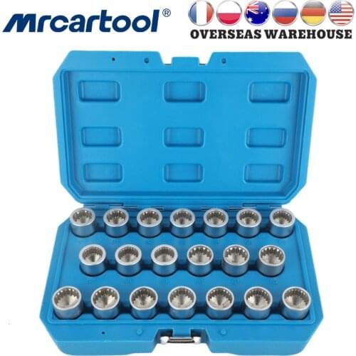 MR CARTOOL 20pcs Locking Wheel Nut Key Socket Set Kit Touareg Anti-Theft Screw Sleeve Tool For Porsche Cayenne Panamera VW Audi