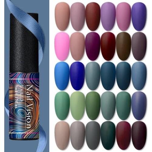 Nail Vision 60 Colors Matte UV Gel Nail Polish 5ml Pure Nail Color Matte Top Coat Soak Off Nail Art Gel Varnish Lacquer Manicure