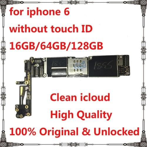 16gb 64gb 128gb original unlocked for iphone 6 motherboard with full chips with / No touch ID mainboard clean icloud logic board