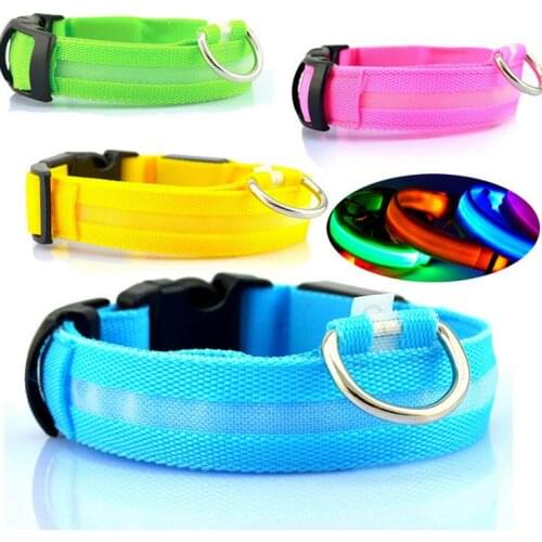 LED Nylon Ribbon Pet Dog Collar Pet Luminous Light-up Flashing Safety Collar For Dog Cat Electric LED Pets Cat & Dog Collar