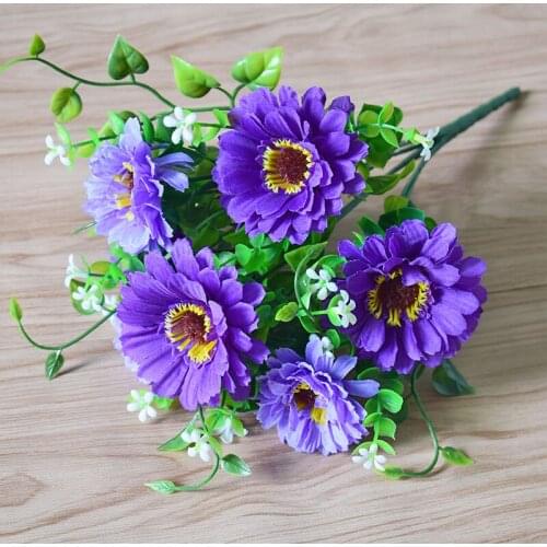 Fake flower toy Single Fake Flower Bouquets Simulation Of Plastic Beam Rural Small Chrysanthemum Decorative Unisex Movie