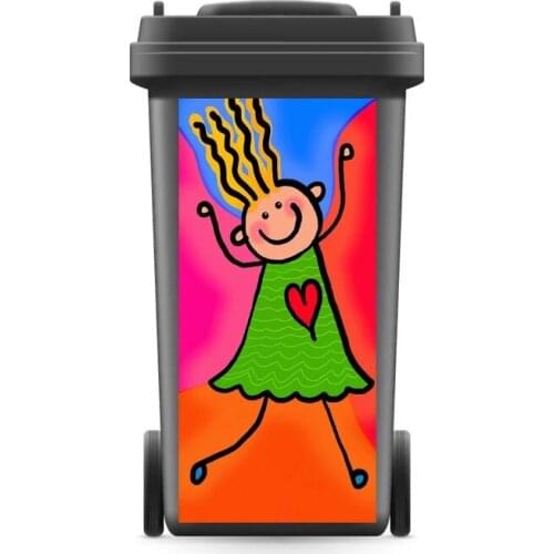 DIY Creative Lovely Girl Rubbish Bin Sticker Wallpaper mural Wall Print Decal Removable Photo self adhesive Gift