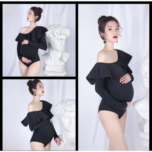 Sexy Black Maternity Rompers for Pregnancy Photography Props Pregnant Women Photo Shoot Dress Clothes