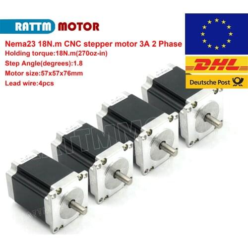 4pcs Nema23 stepper motor 57x76mm 1.8Nm 270 Oz-in 3A 4 wires for 3D printer parts CNC engraving milling machine 23HS8430