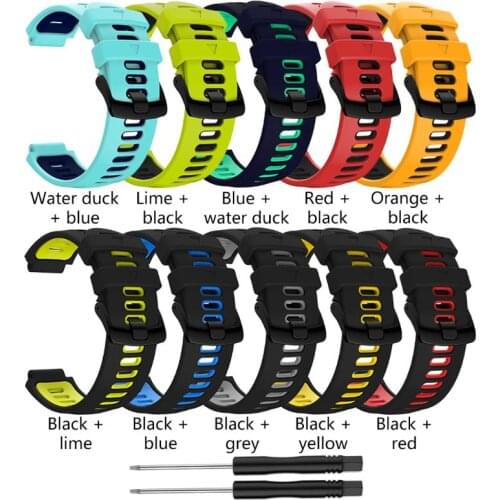 Outdoor Bracelet Replacement Steel Buckle Silicone Strap for garmin- Forerunner 735xt/220/230/235/620/630