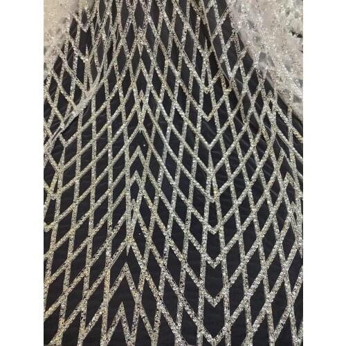 High Quality Nigerian Tulle Lace Fabrics Latest Beaded sequins L-368684 Mesh African Lace Fabric Bride French Net Lace Fabric