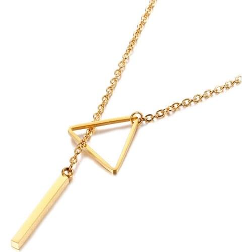 Japanese and Korean street fashion simple triangle clavicle chain body temperament versatile stainless steel necklace