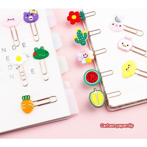 5Pcs Fruit Animal Bookmarks For Book Paper Clips For School Teacher Page Holder Stationery Office Supply Friends Xmas Gift