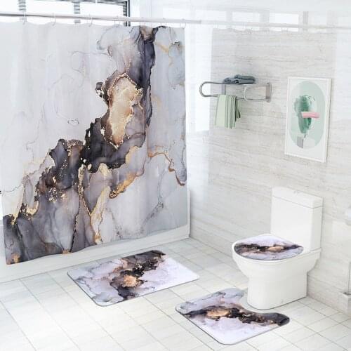 Fashion Marble Digital Printing Shower Curtain Waterproof Bathroom Blind Washroom Creative Hotel Bathroom Curtain