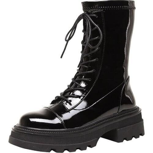 ZJVI Women 2021 New Genuine Leather Autumn winter Mid Calf Boots Squrare Heels Woman Ladies Shoes For Girls Fashion Plactform