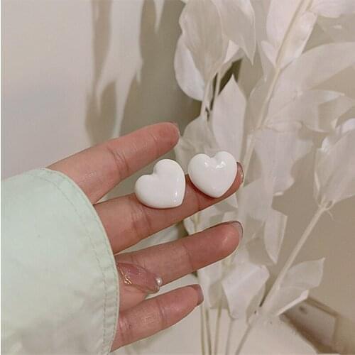 ZDMXJLWhite Heart Women Earring Simple Sweet Pearl Ear Stud Pandora 925 Original Accessories For Jewelry Gifts Wholesale