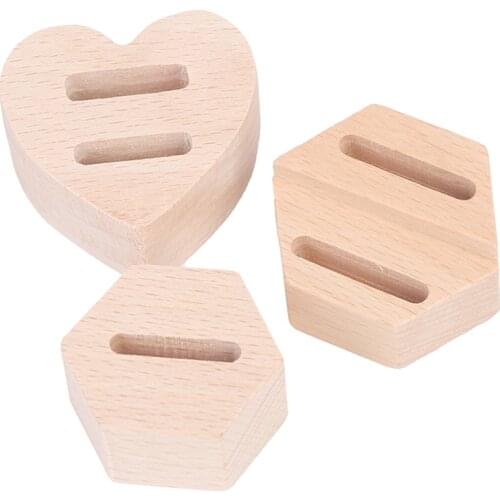 1PCS Jewelry Holder Tray Organizer Gifts Couples Rings Storage Rack Wooden Hexagon Ring Display Stand