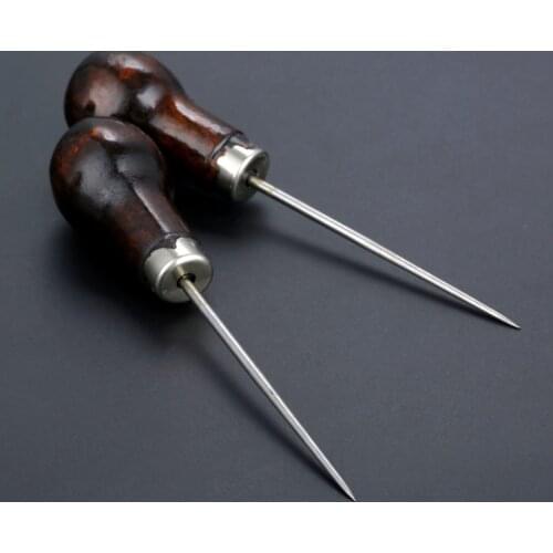 DRELD 2Pcs Sewing Punch Hole Hook Awl Leather Stitching Sewing Awl Repair Tool Leather DIY Handmade Leather Craft Tool 120mm